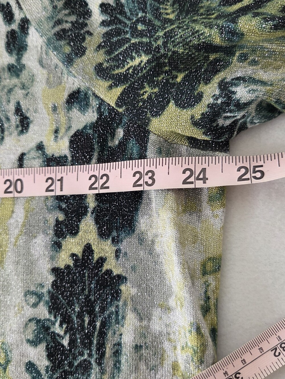Chico's Green & Teal Patterned Damask Top Size 4 - Picture 7 of 8